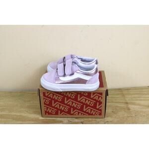 New Vans Old Skool V Toddler Kids 5 Metallic Lavender Purple 2 Strap Sneakers